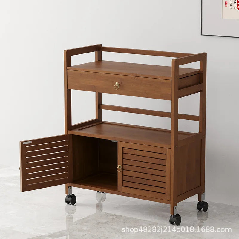 Tea cabinet, tea cabinet, sideboard, solid wood movable living room tea set cabinet, storage cabinet, shelving cabinet, storage Oasis Select
