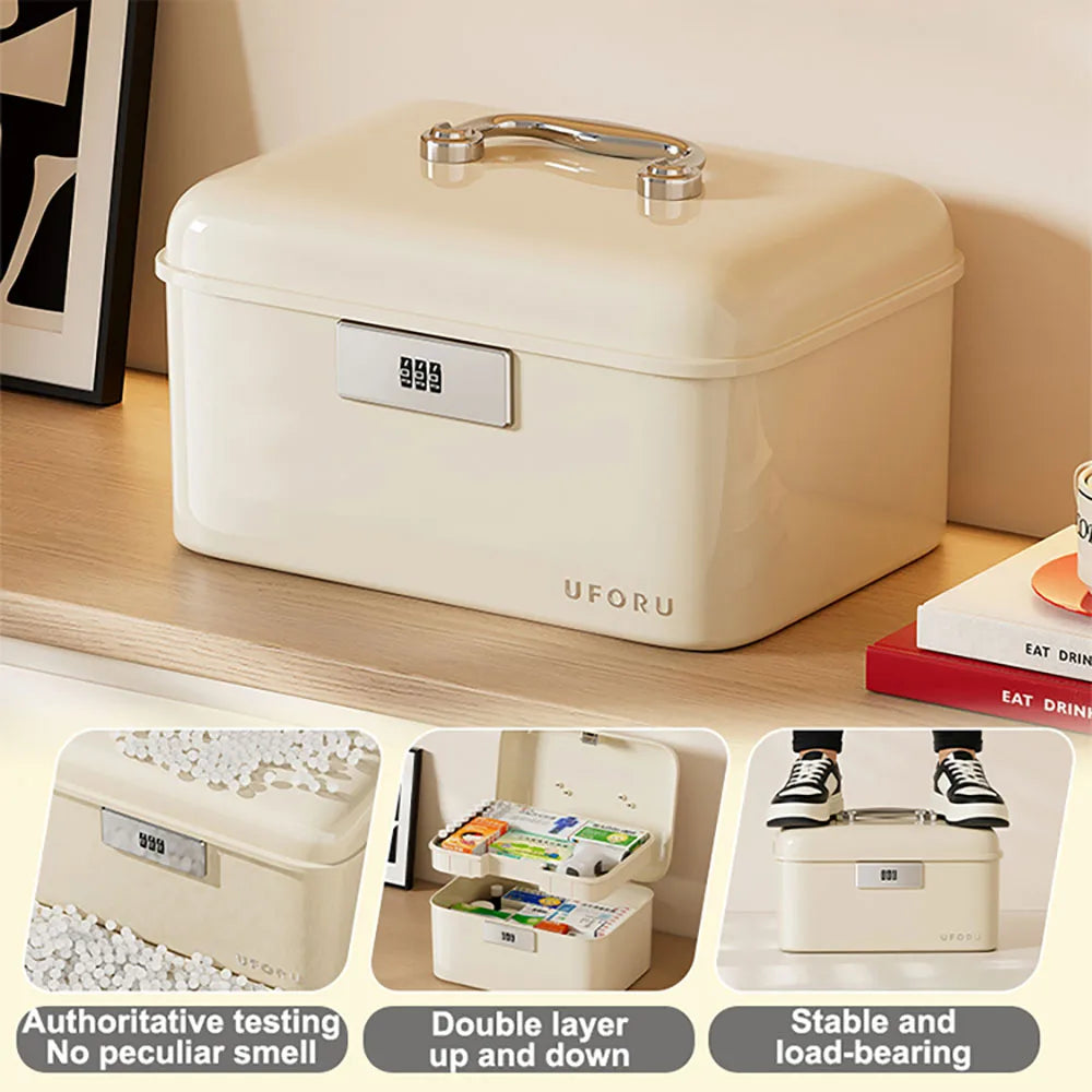 Storage boxes with combination locks, combination lock boxes, home security storage boxes, large-capacity compartmentalized Oasis Select