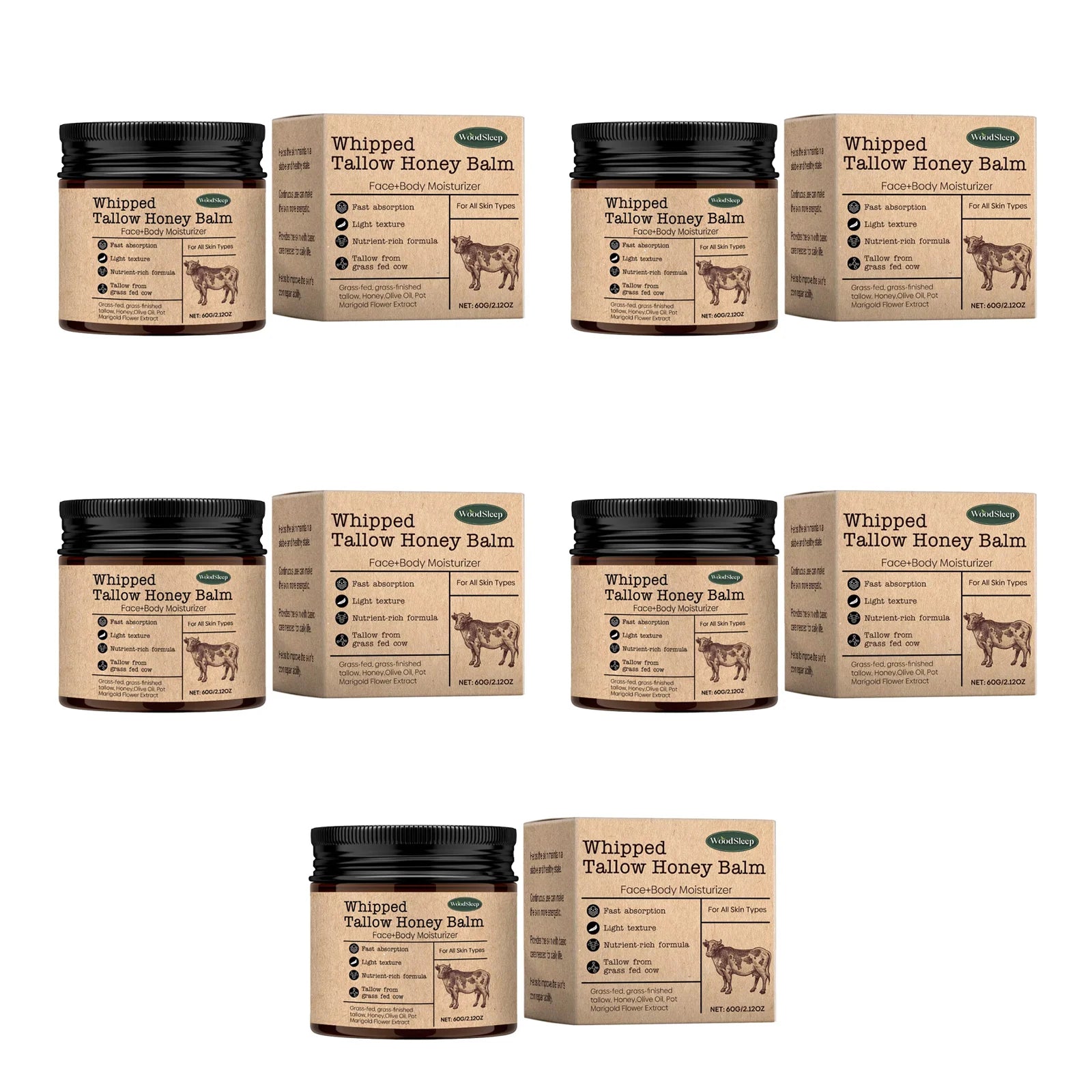 WoodSleep Beef Tallow & Honey Face Body Cream – Deep Moisture Tallow Face Body Cream Oasis Select 300g boxed