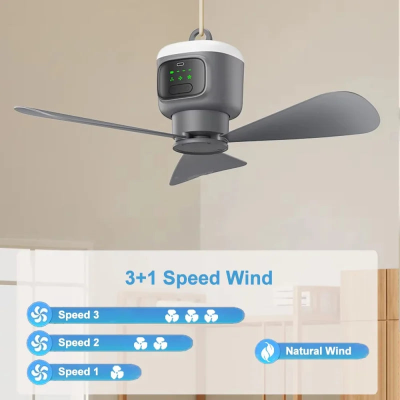 URGGU 12000mAh Camping Fan with LED Light & Remote Control