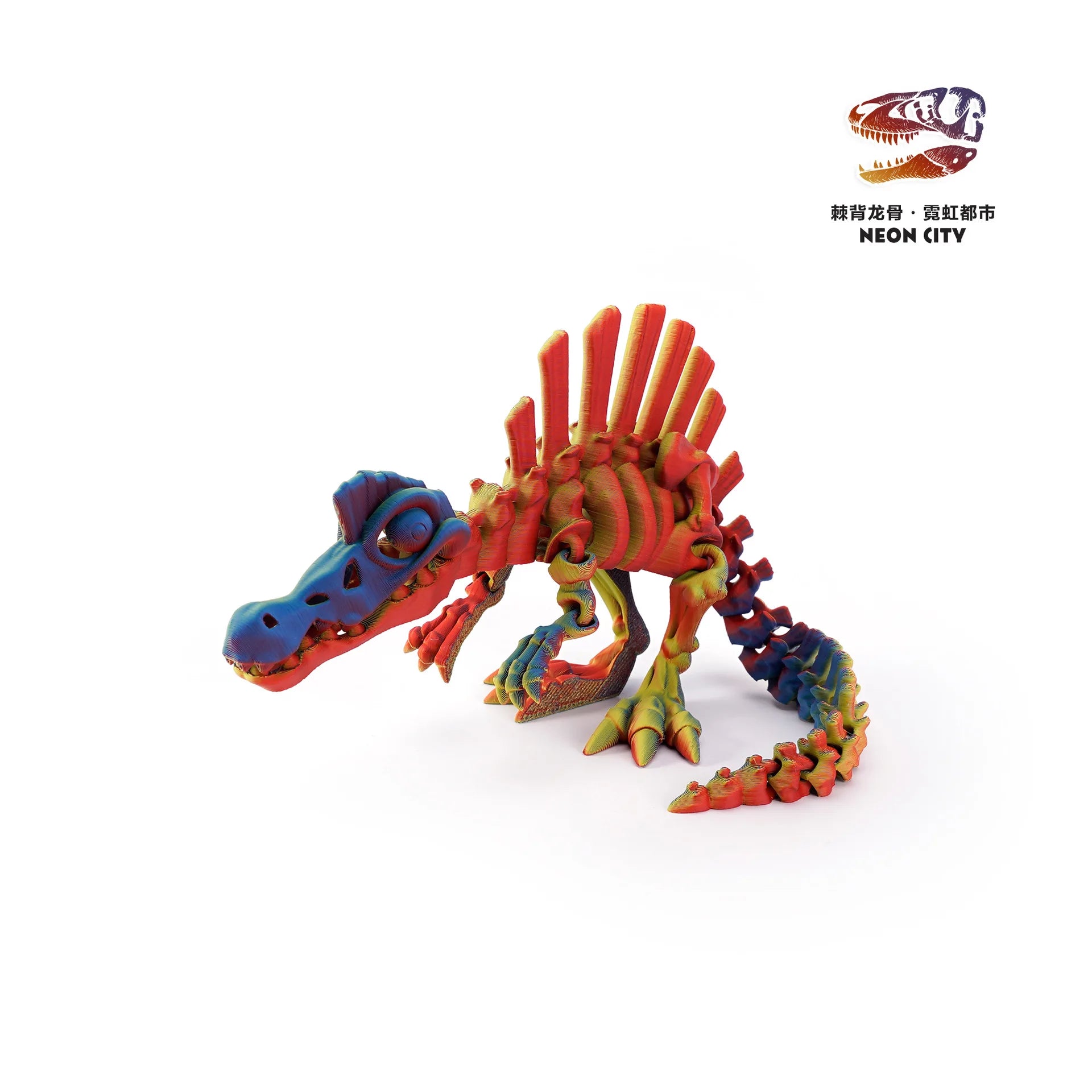 3D Printed Dinosaur Movable Echinosaurus Figurine Dragons Bone Model Desktop Craft Ornament Creative Novelty Gifts for Kids Oasis Select Color 1 13.5CM