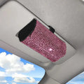 Bling Rhinestone Car Glasses Case Sunglasses Storage Box Crystal Auto Interior Accessories Sun Visor Organizer Glasses Holder Oasis Select Pink