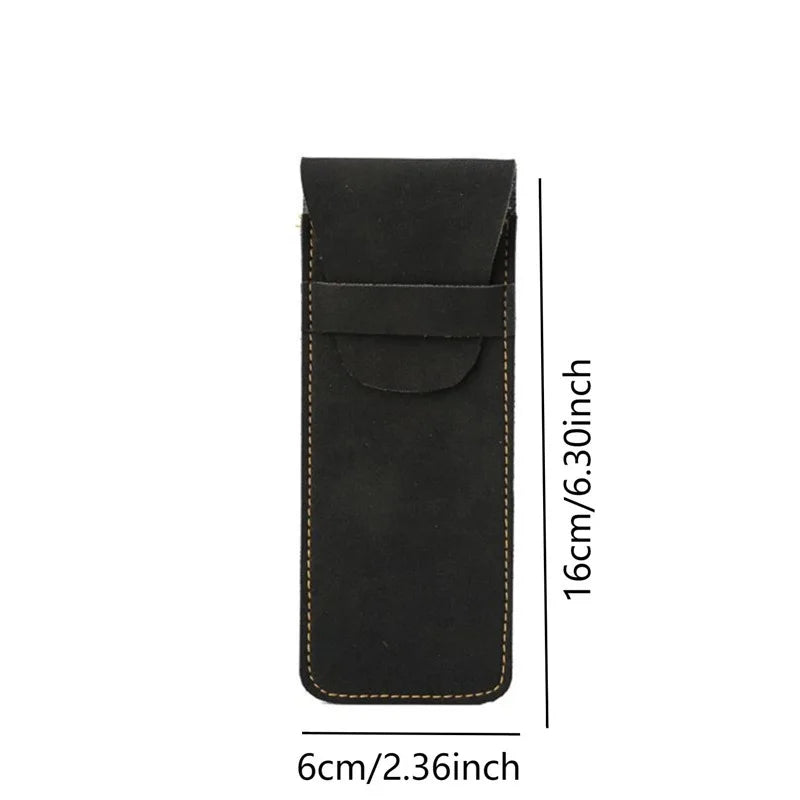Vintage Leather Pen Case Pocket Pen Pouch Pen Sleeve Mini Stationery Organizer Bag For Students Office Women Men Business Travel Oasis Select