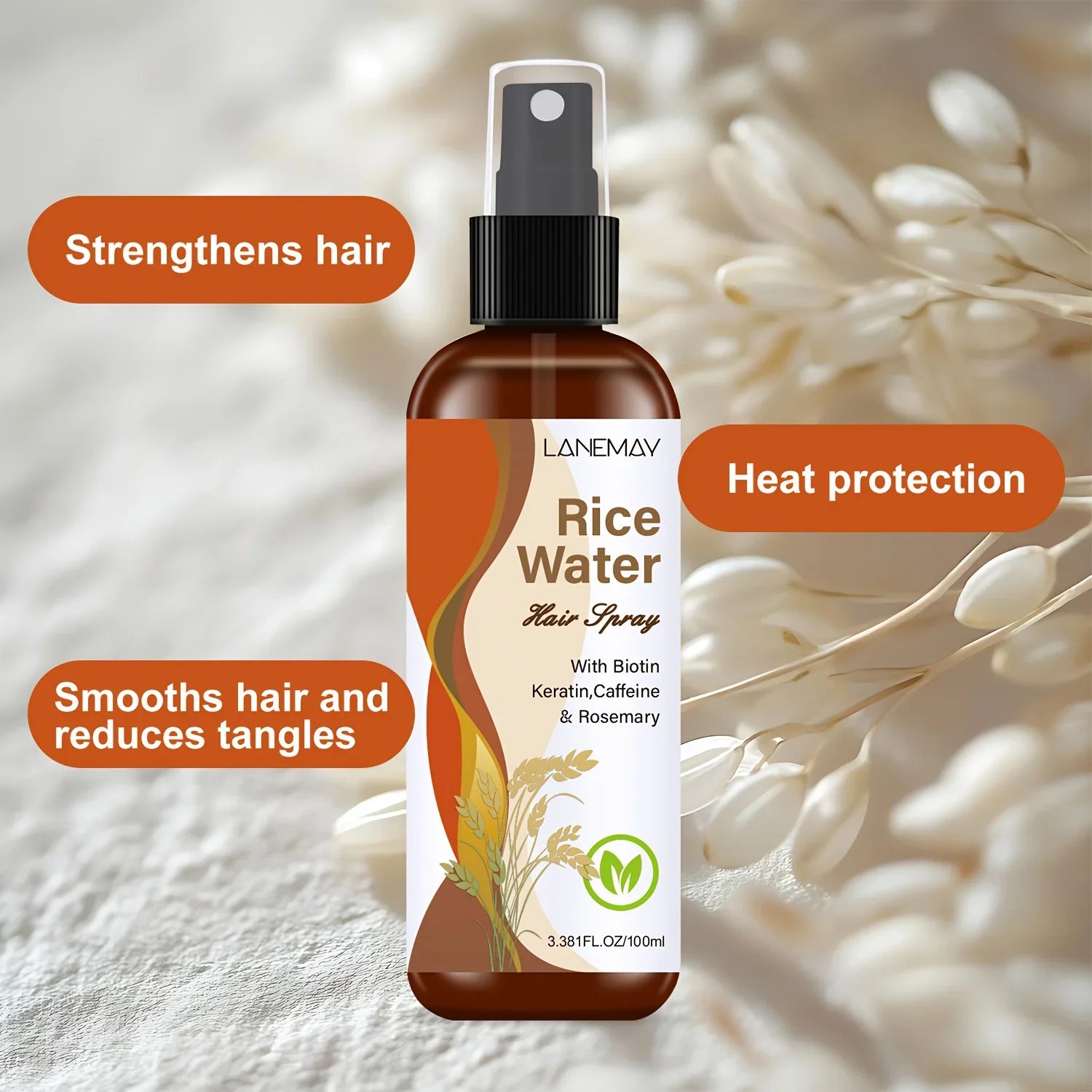 Rice Water Hair Spray – Biotin, Keratin, Caffeine & Rosemary Hair Spray Mist Oasis Select