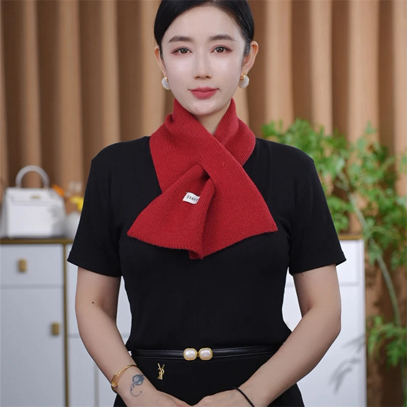 Women's Winter Knit Crossover Scarf – Warm Neck Collar