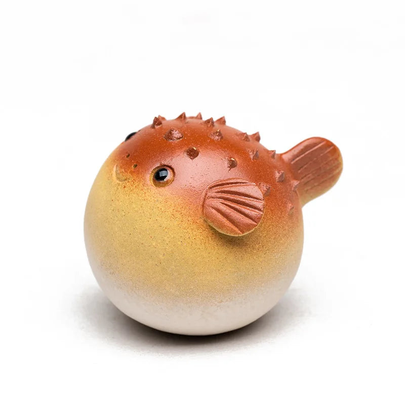 Purple Sand Tea Pet Puffer Ornaments Raise Tea Play Tea Table, Live in the Puffer Family Around the Tea Ceremony Oasis Select Dolphin Mother