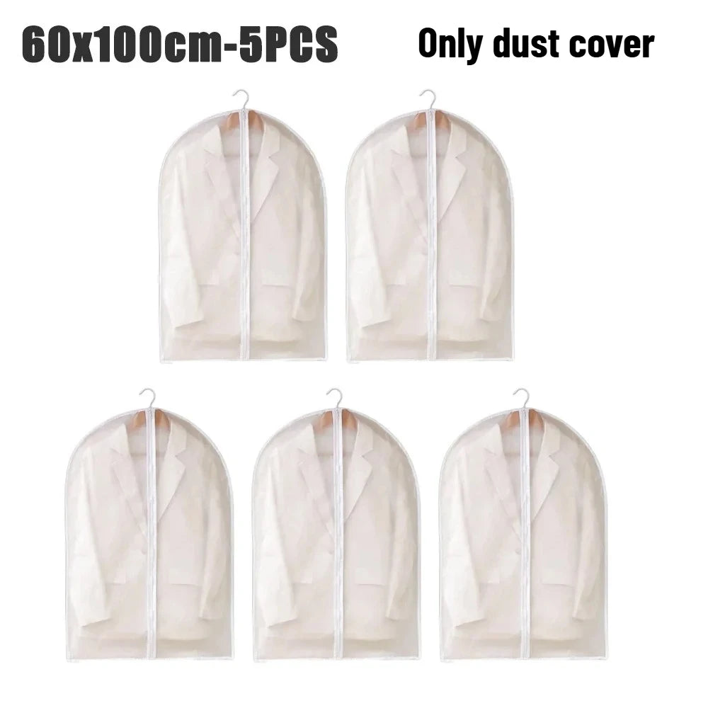 Clothes Dust Cover Transparent Thickened Washable PEVA Hanging Suit Coat Protector Household Storage Bag for Wardrobe Oasis Select 60x100cm 5PCS