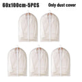 Clothes Dust Cover Transparent Thickened Washable PEVA Hanging Suit Coat Protector Household Storage Bag for Wardrobe Oasis Select 60x100cm 5PCS