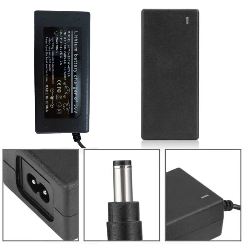 42V 2A Lithium Battery Charger 42V 2A DC Power Charger AC110-240V Replaceable 5 Plugs Power Adapter EU US Plug Battery Charger Oasis Select