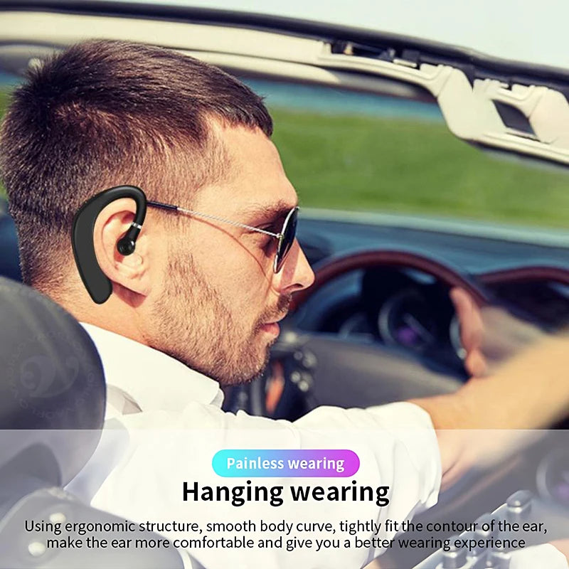 Bluetooth 5.4 Ear-Hook Wireless Earphone 180° Rotation Adjustable Left Right Ear Universal Headset With Mic For Sport Business Oasis Select