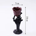 Halloween Skeleton Hand Rose Candlestick Decoration A Resin Home Retro Romantic Candlestick Atmosphere Decoration Oasis Select Black Skeleton No candles