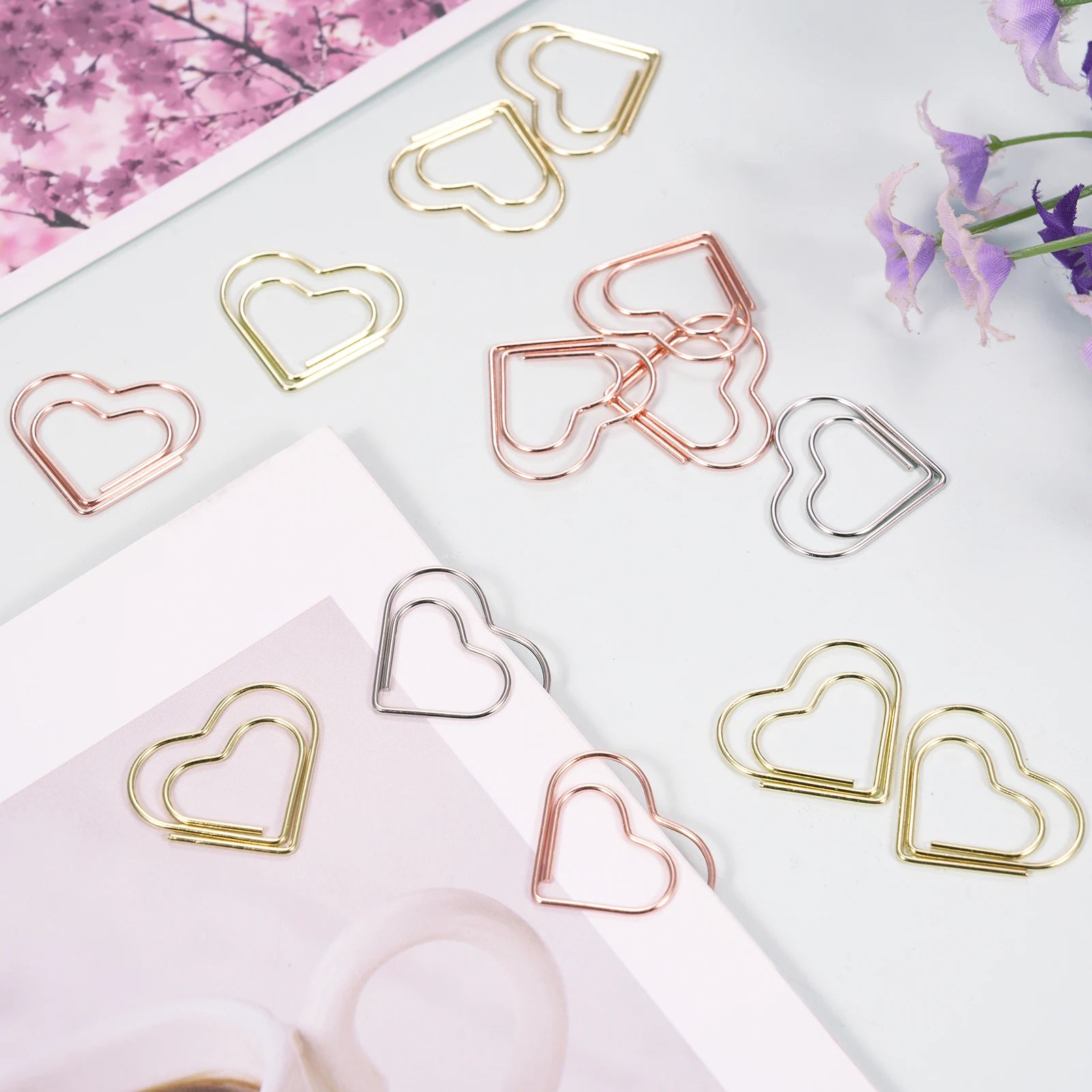 50pcs Paper Clips Gold Heart Paper Clips Small and Cute Love Shaped Paperclips for DIY Craft Scrapbooking Wedding Decoration Oasis Select