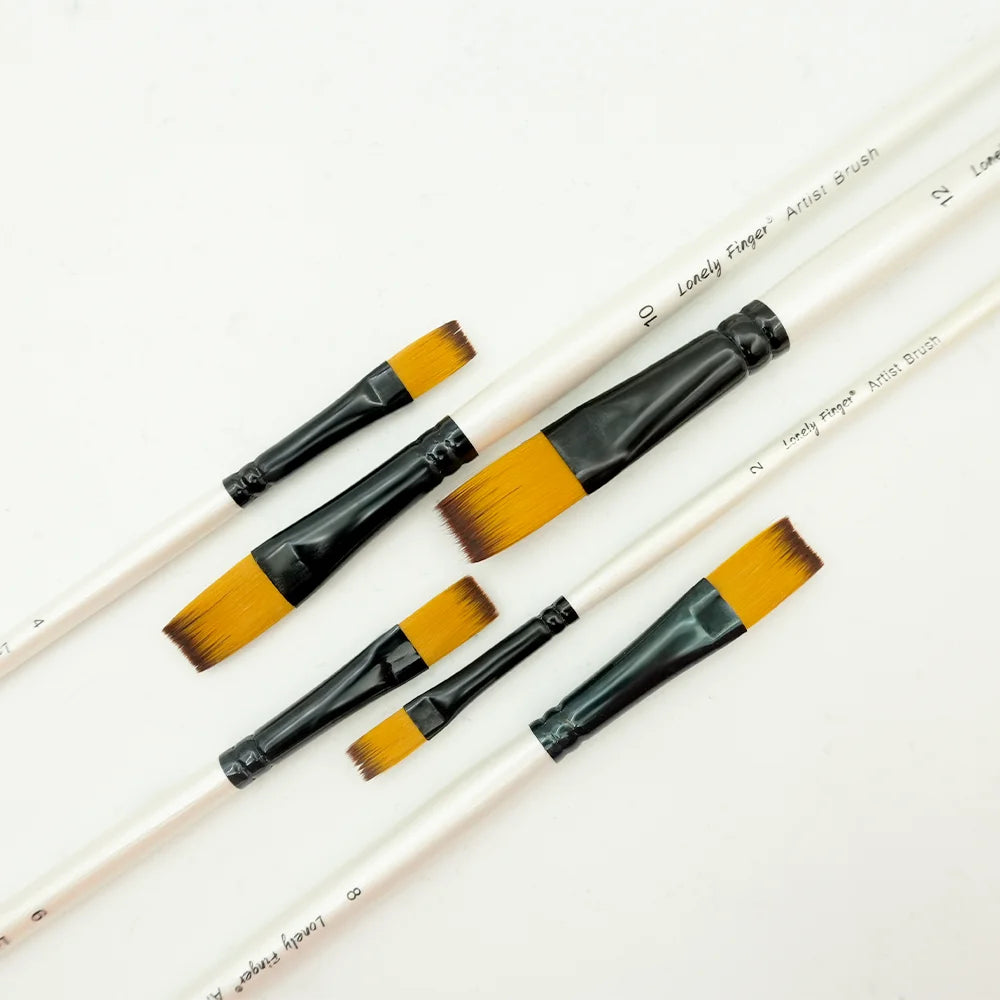 6PCS Flat Paint Brushes ,Watercolor Brush Synthetic Nylon Craft Artist Brushs for Adult Artist Oil Canvas Oasis Select