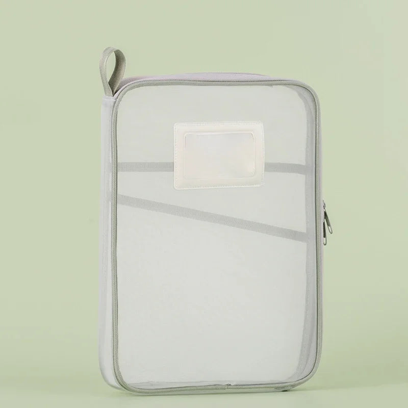 A4 Stationery Storage Bag Double-layer Mesh Zipper Bag Large Capacity Organizer Folders School Office Supplies Stationary Bag Oasis Select green 31x23.5x4cm
