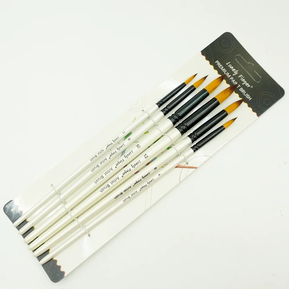 6pcs Round Watercolor Brushes for Acrylic Painting Round Pointed Paint Brushes Round Tipped Face Paint Brush Professional Oil Pa Oasis Select