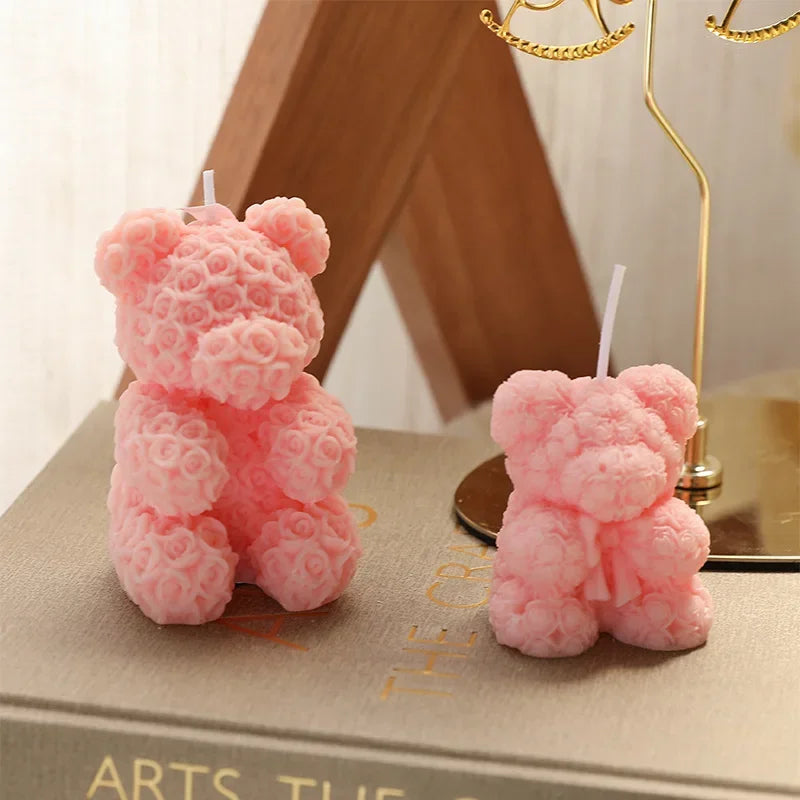 Hand Gift Creative Rose Bear Home Decoration Fragrance Advanced Atmosphere Birthday Gift Scented Candle Oasis Select