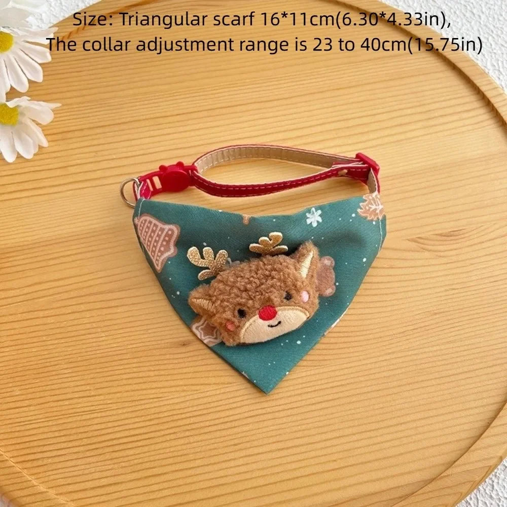 Christmas Dog & Cat Collar with Triangle Scarf | Adjustable