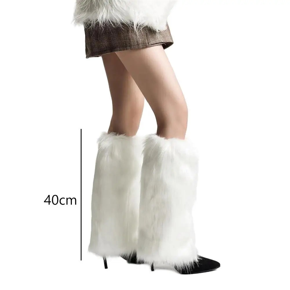 Women Faux Fur Leg Warmers Women Fall Leggings Jk Boots Stocking Girls Lolita Punk Boot Cover Harajuku Fur Foot Warming Cover Oasis Select