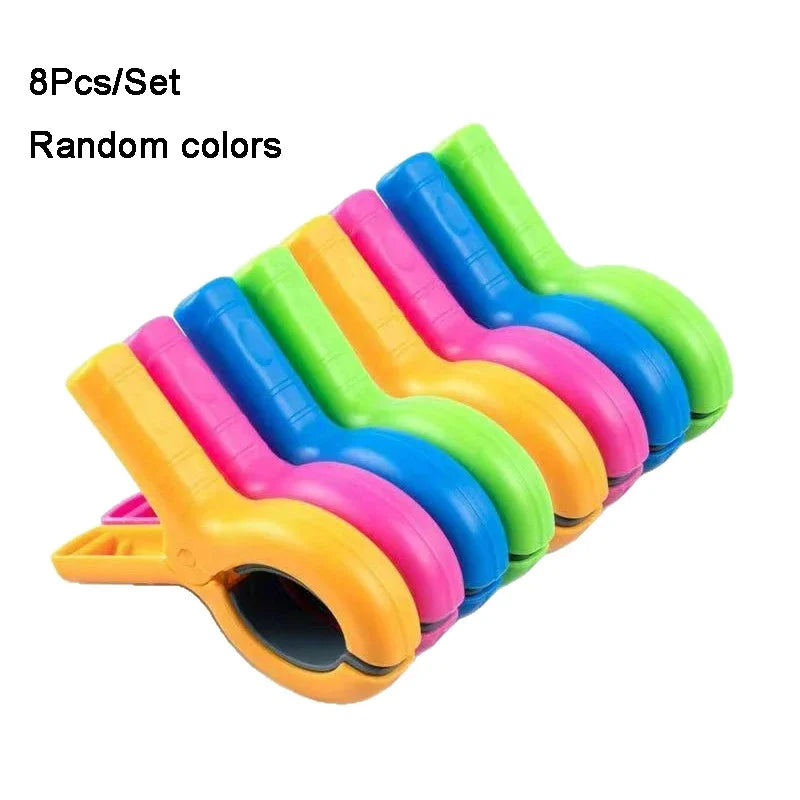 4/8Pcs Beach Towel Clips for Beach Chairs, Towel Holder Clips for Chair Pool on Cruise,Heavy Duty Clothes Pins, Strong Clips Oasis Select 8Pcs-Random colors