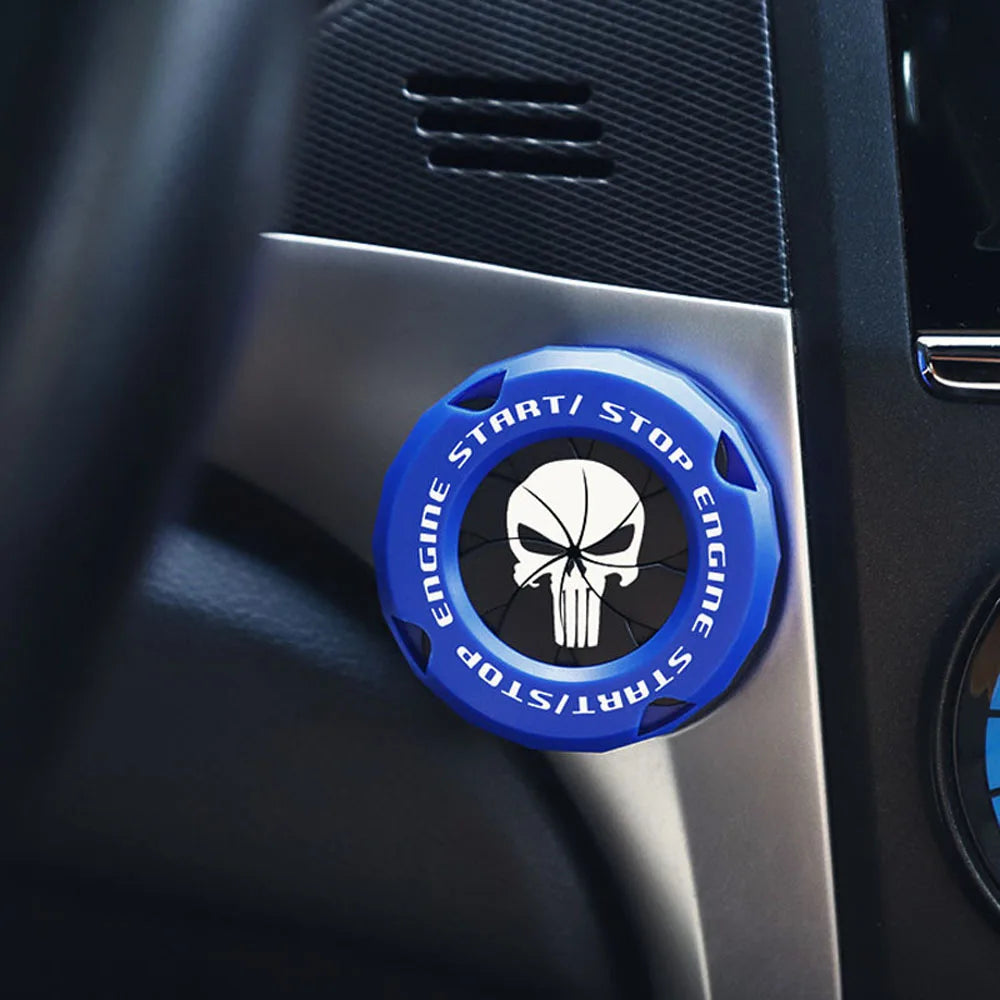 Skull One-touch Start Decorative Cover ABS Rotary Switch Protective Ignition Switch for Most Cars Oasis Select Blue-black