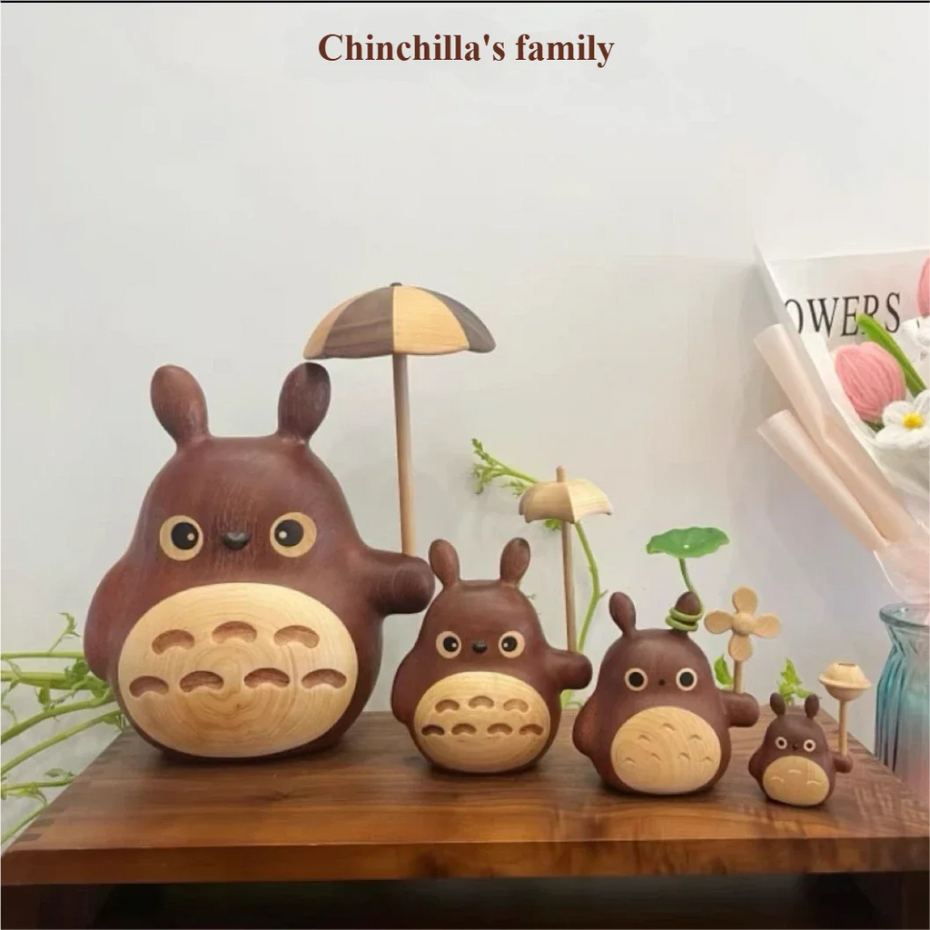 Solid Wood Creative Totoro Windmill Faceless Male Ornament Couple Gift Living Room Decoration Cartoon Music Box Birthday Gift Oasis Select