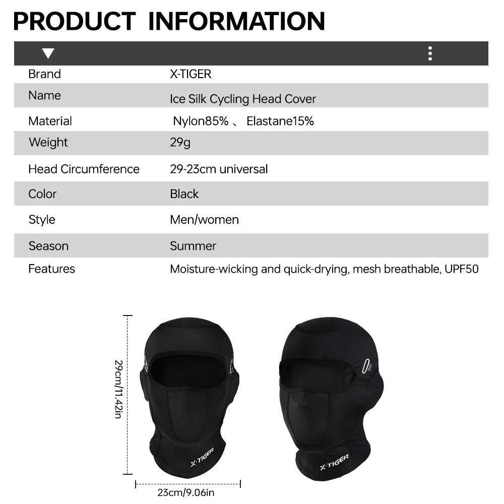 X-TIGER Summer Cycling Balaklava Mask UV Protection for Bicycles Motorcycles Full Face Mask Mesh Breathable Outdoor Hiking Mask Oasis Select