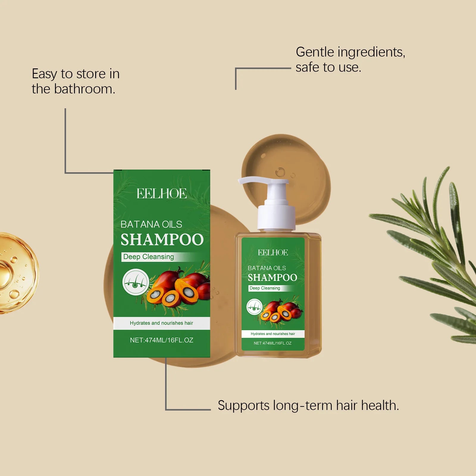 EELHOE Batana Oil Shampoo Deep Cleansing Hydrating & Nourishing Anti Hair Loss Repair Damaged Hair Growth Care Oasis Select