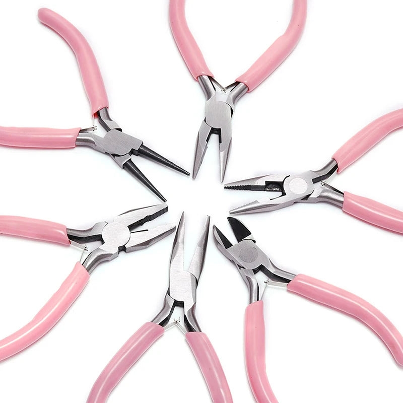 WholesaleMini Pliers Diagonal Round Bent Needle Nose Handcraft Beading Insulated Cutter Pliers For Jewelry Making Tools Oasis Select