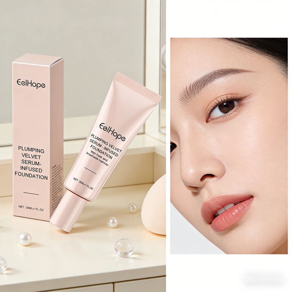2-in-1 Plumping Velvet Serum-Infused Foundation Makeup Multifunctional Lightweight Magic Color Changing Foundation Cream Matte Oasis Select