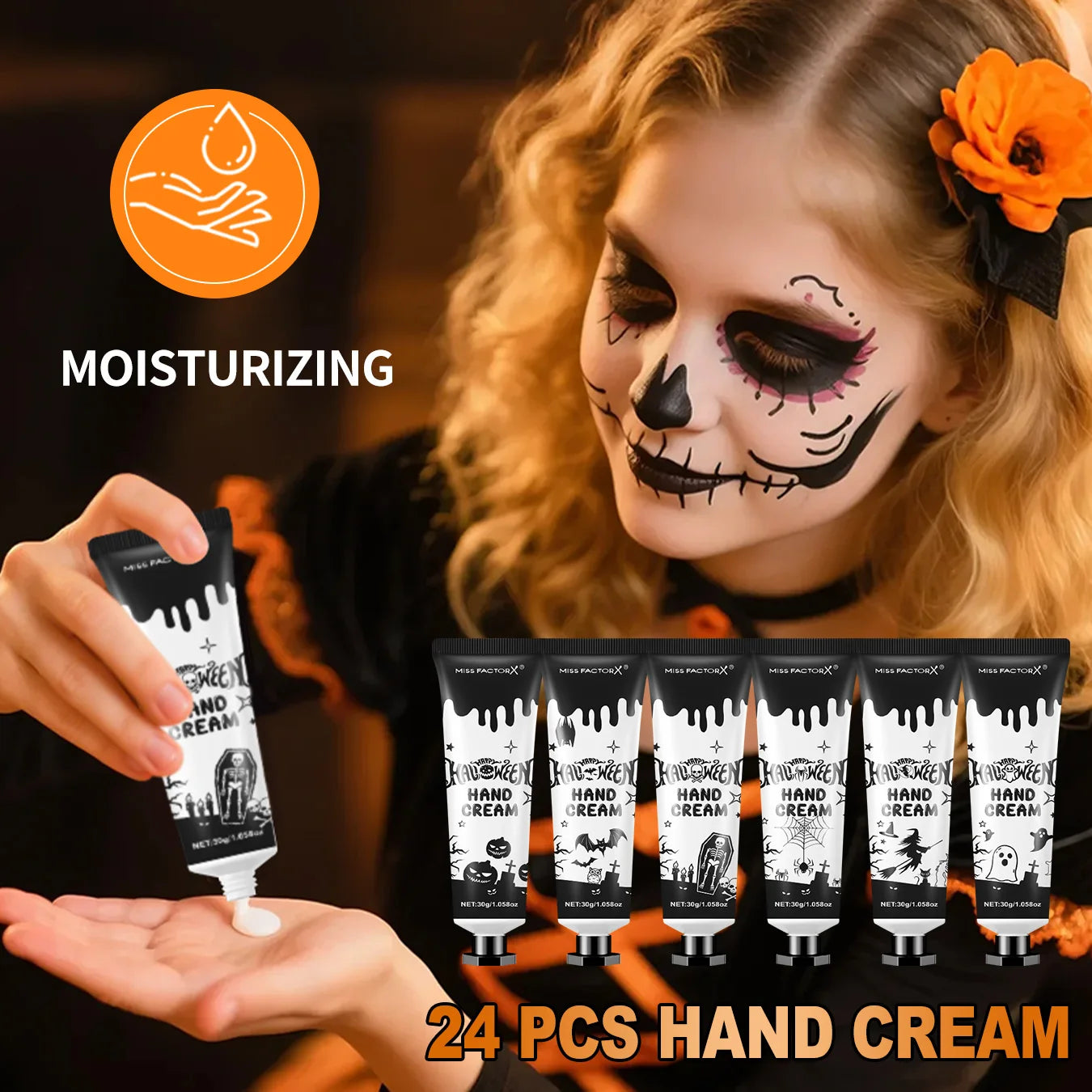 Halloween assembly gift 96PCS/box hand cream lipstick in bulk with BOO card and black gift bag Oasis Select
