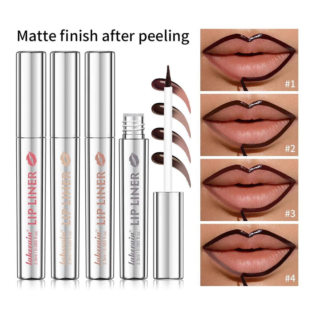Waterproof Lip Liner Peel Off Tattoo Lipgloss Waterproof Long Lasting Matte Lip Tint Brown Contour Tear-off Lips Stain Cosmetic Oasis Select 4color 1 set