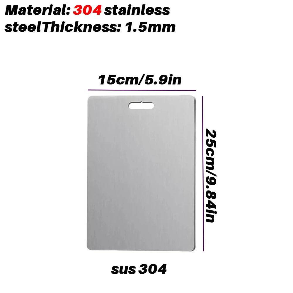 New stainless steel cutting board, multiple materials, for kitchen, home, camping, parties, and barbecues, usable on both sides Oasis Select 304 25x15cm