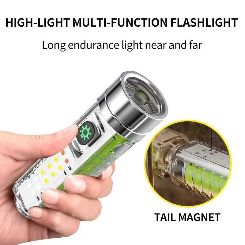 Mini USB-C Rechargeable LED Keychain Flashlight with UV & Magnet