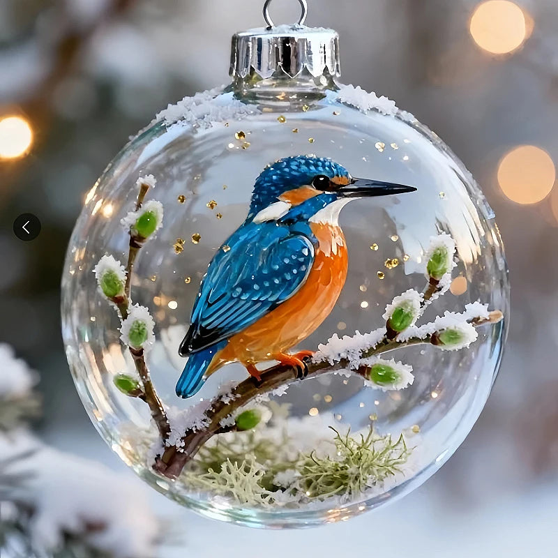 Hummingbird Christmas Ball Ornament | 3D Clear Plastic Tree Decor