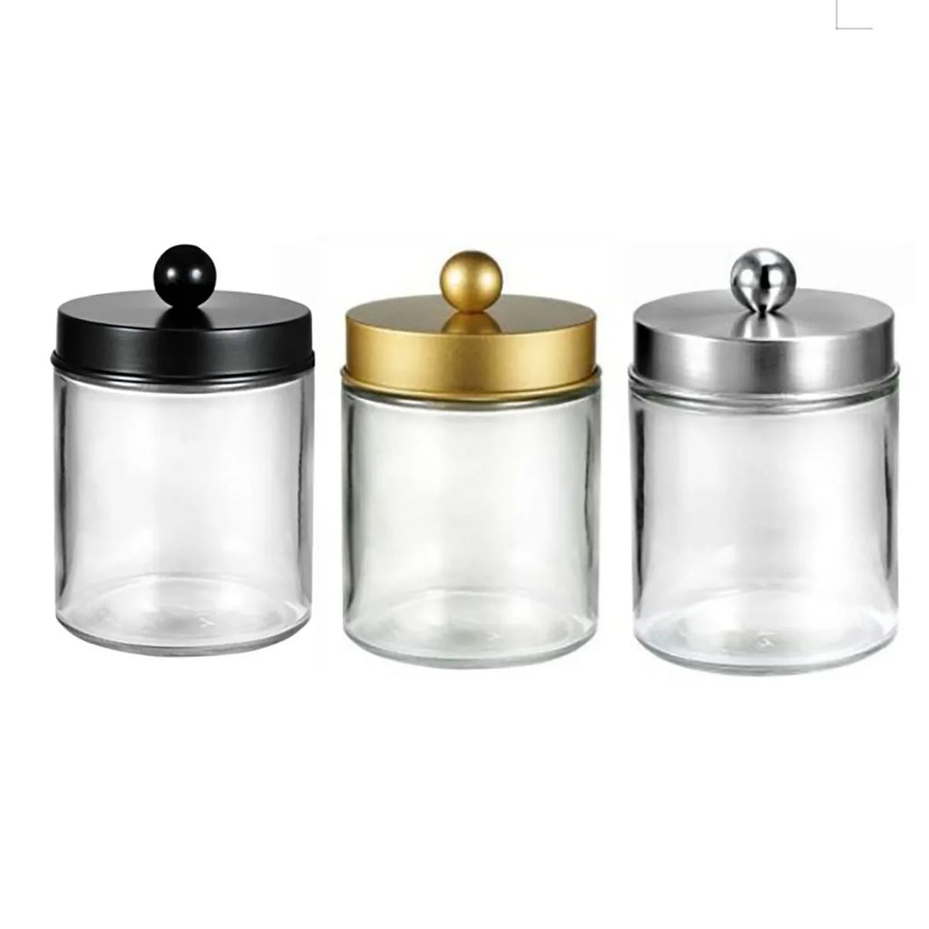 Bathroom Vanity Storage Organizer Set -- Farmhouse Decor Qtip Holder for Cotton Swabs,Makeup Sponges,Flossers,Paper Clips Oasis Select 3pcs