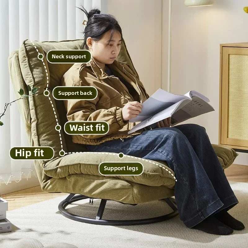 New rotating sofa chair, living room balcony fabric lazy sofa, adjustable backrest rotating leisure chair swivel chair Oasis Select