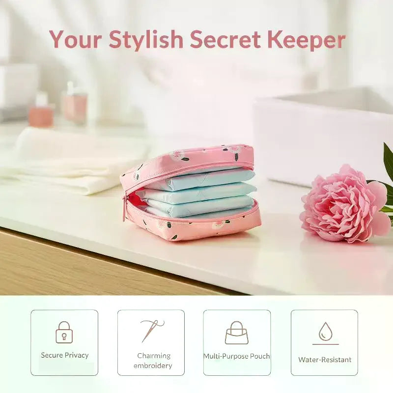 Cute Cartoon Sanitary Pad & Tampon Pouch | Portable Organizer