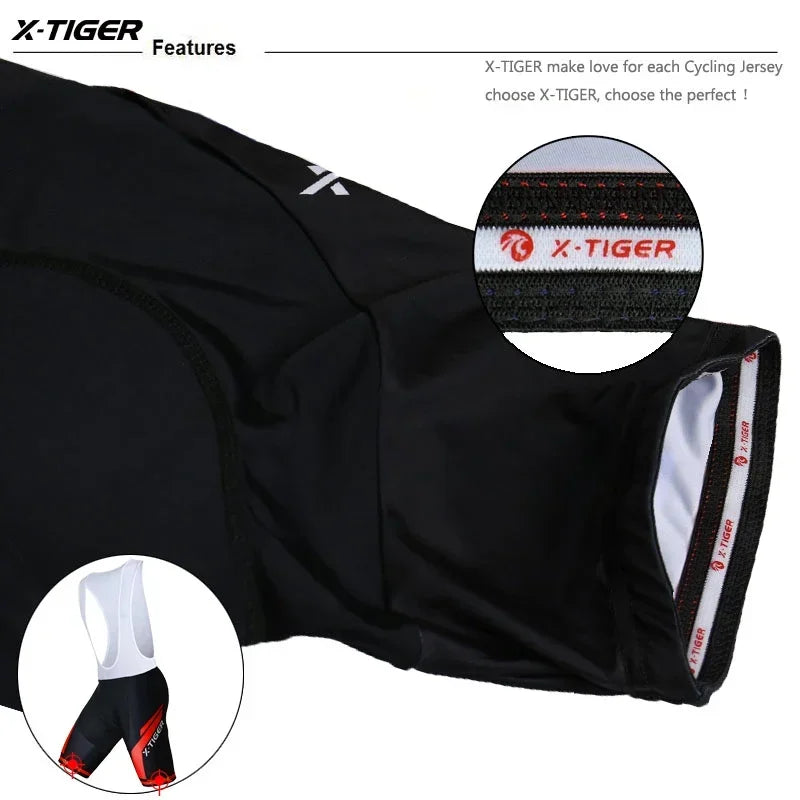 X-TIGER Men's Cycling Bib Shorts Summer Bike Breathable Polyester Sports Shorts 5D Gel Padded Tights Man Lycra Bicycle Shorts Oasis Select
