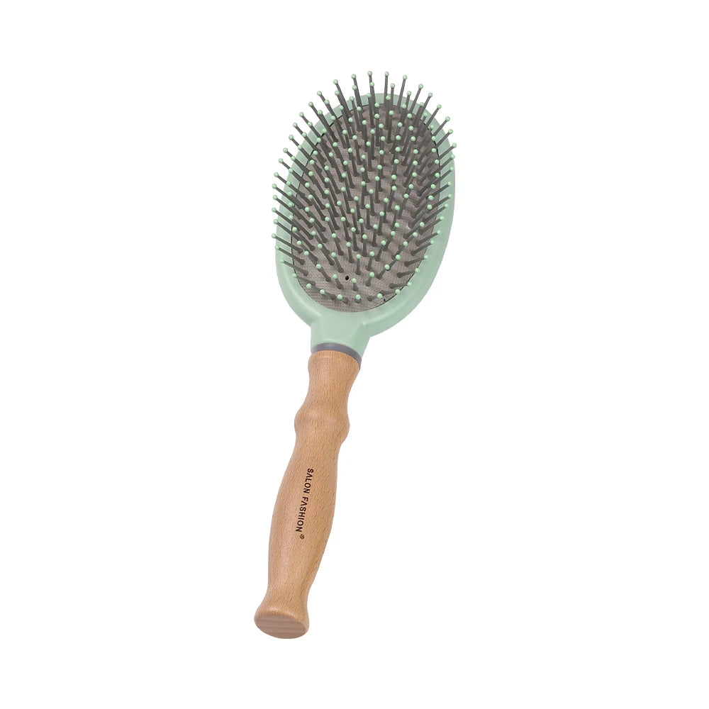 Wooden handle hair comb Hair Curling Brush Anti Static Air Cushion Brush Anti Detangling HairBrush Salon Styling Hair Tools Oasis Select Air-green1