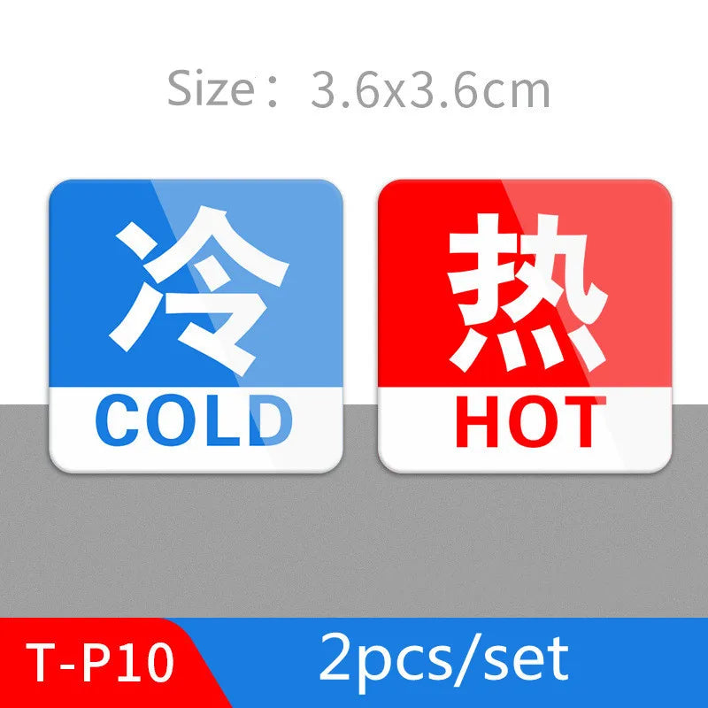Hot and Cold Signs Round Universal Easy to Use Sticker Self-adhesion Water Signs Label for Kitchen Bathroom Faucets Sink Oasis Select T-P10