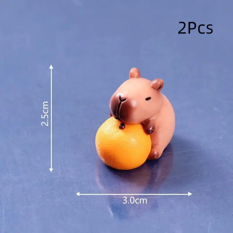 Charming Mini Capybara Resin Figurines (2Pcs), Animal Ornaments for DIY Fairy Garden, Moss Landscape Decor Oasis Select A2