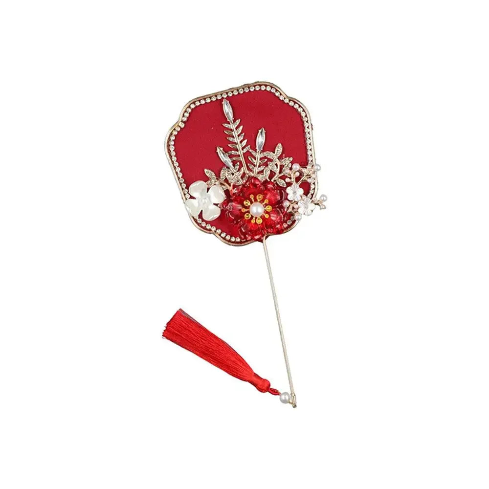 Chinese Style Mini Chinese Fan with Pendant Handheld Bridal Group Fan Tassels Vintage Chinese Silk Fan Chinese Wedding Oasis Select 7