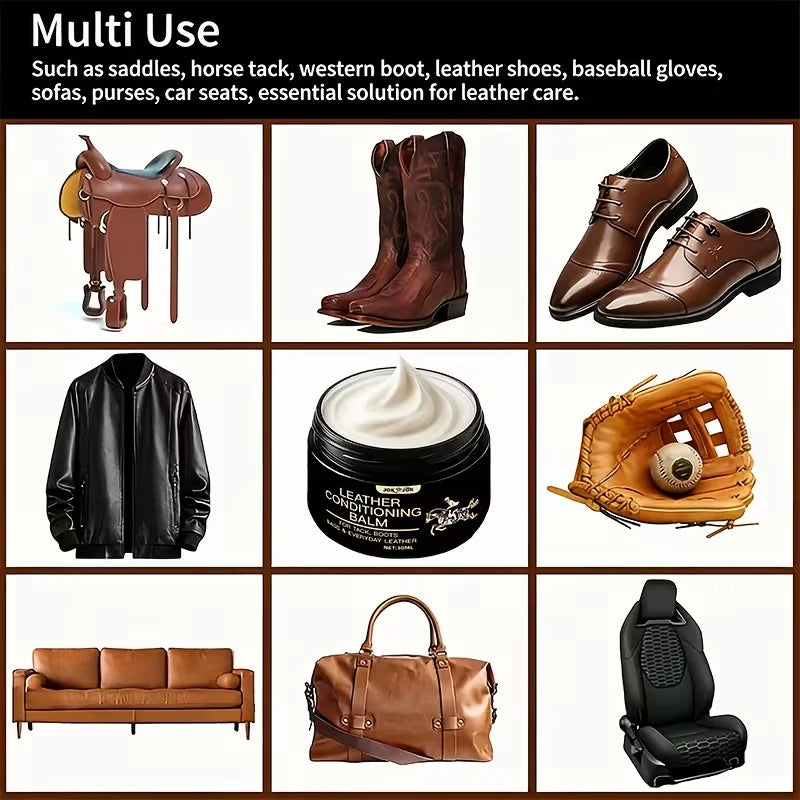 Leather Conditioning Balm Kit with Sponge – Softens & Buffs