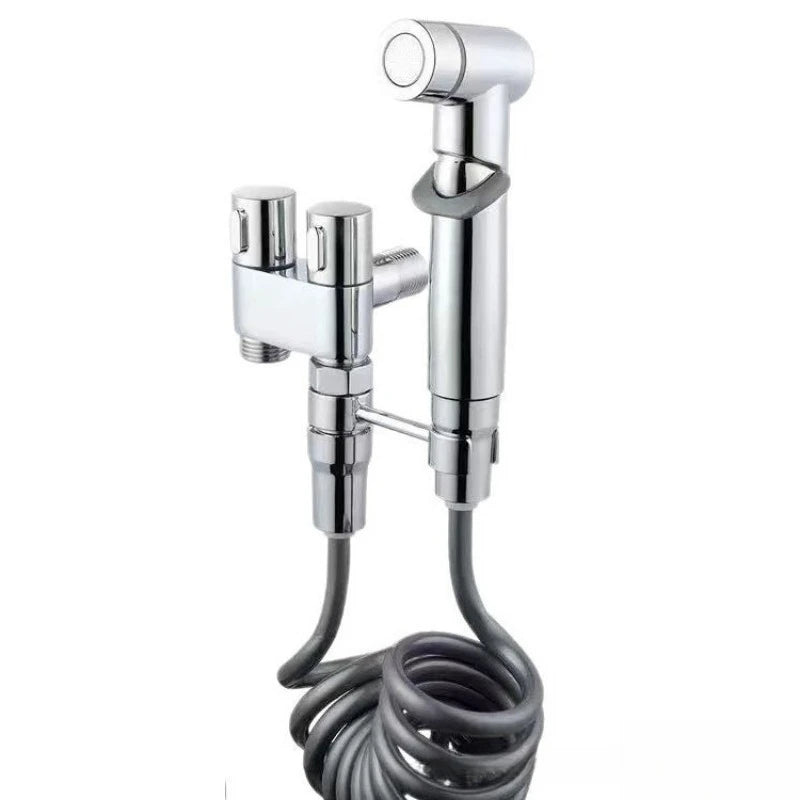 1 Inlet 2 Outlet Toilet Bidet Sprayer High Pressure Bathroom Faucet Household Toilet Companion Cleaning Tool Oasis Select Silvery