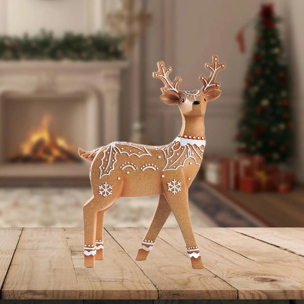 Christmas Reindeer Statue Xmas Elk Figurine Party Ornament Animal Adornment Holiday Decoration Deer Sculpture for Indoor Desk Oasis Select C