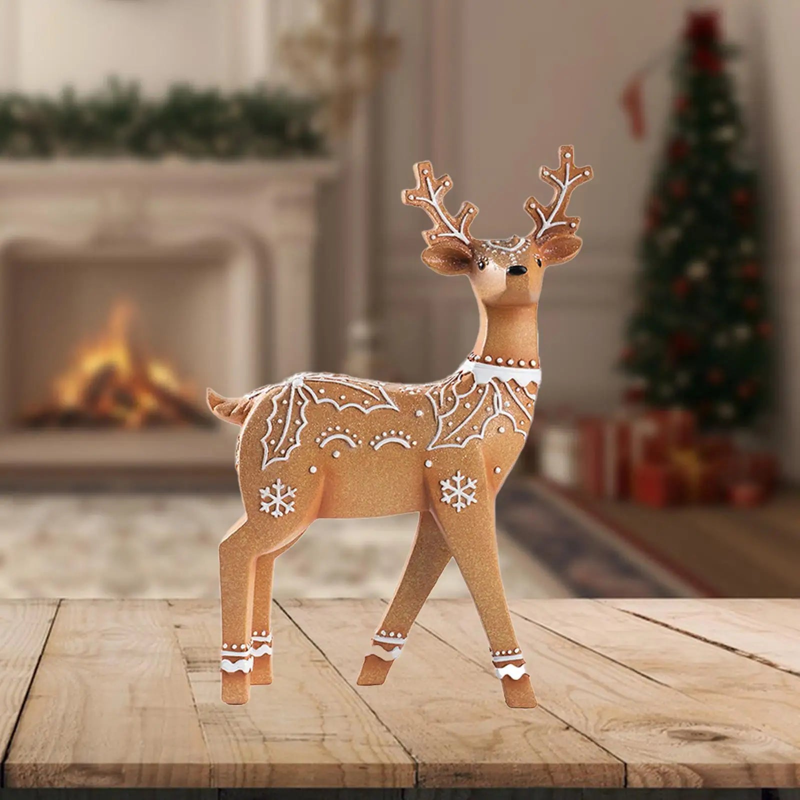 Christmas Reindeer Statue Xmas Elk Figurine Party Ornament Animal Adornment Holiday Decoration Deer Sculpture for Indoor Desk Oasis Select C