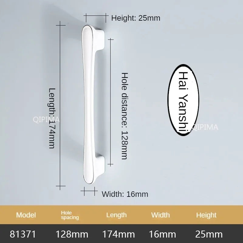 Aluminum Alloy Wardrobe Drawer Door Handles Kitchen Drawer Dresser Furniture Knobs Hardware Modern Simple White Cabinet Handle Oasis Select 81371-Marine Roc-128