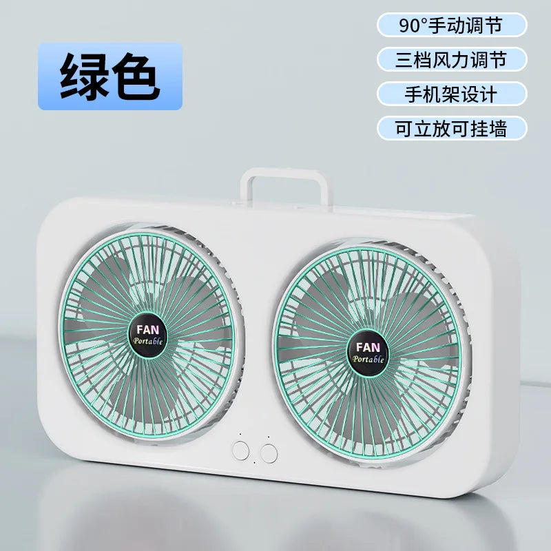 URGGU Dual Head USB Fan | 3 Speed, 90° Tilt, Silent