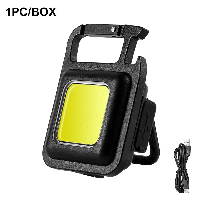 XPE Pocket Work Light 1000LM COB LED Mini Keychain Light USB Rechargeable Flashlight IPX4 Waterproof for Outdoor Camping Hiking Oasis Select WJ808 Single200LM