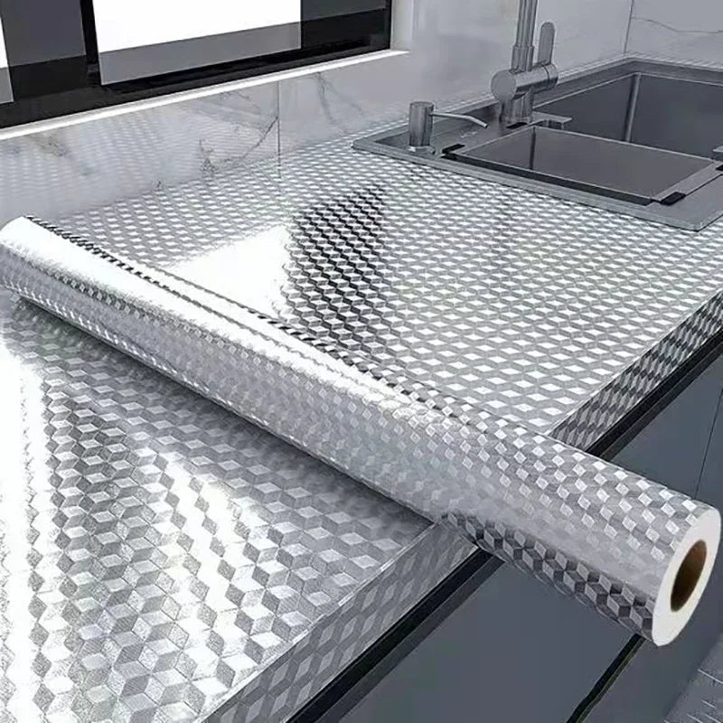40cm Wide Self-Adhesive Aluminum Foil Waterproof And Oil-Proof Kitchen Stickers Suitable For Countertops Drawers And Cabinets. Oasis Select